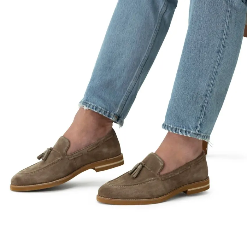 Manfield Taupe suède loafers^Heren Loafers
