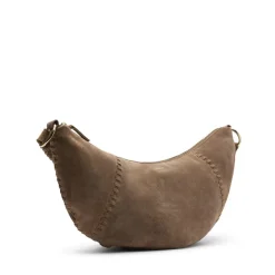 Manfield Taupe suède schoudertas^ Schoudertassen