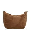 Manfield Taupe suède schoudertas^ Schoudertassen