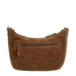 Manfield Taupe suède schoudertas^ Schoudertassen