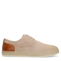 Manfield Taupe suède sneakers met bruine details^Heren Veterschoenen