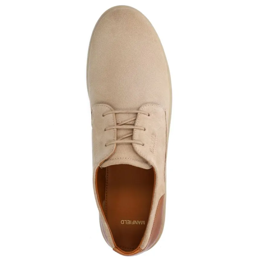 Manfield Taupe suède sneakers met bruine details^Heren Veterschoenen