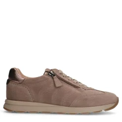 No Stress Taupe suède sneakers met rits^DAMES Sneakers