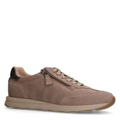 No Stress Taupe suède sneakers met rits^DAMES Sneakers