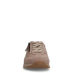 No Stress Taupe suède sneakers met rits^DAMES Sneakers