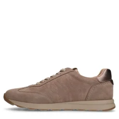 No Stress Taupe suède sneakers met rits^DAMES Sneakers