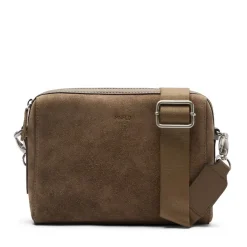 Manfield Taupe suède unisex schoudertas^ Schoudertassen