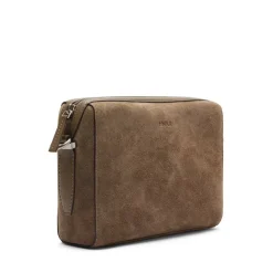 Manfield Taupe suède unisex schoudertas^ Schoudertassen