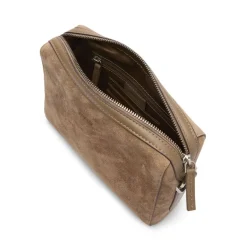Manfield Taupe suède unisex schoudertas^ Schoudertassen