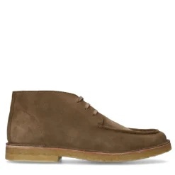 Manfield Taupe suède veterboots^Heren Veterschoenen