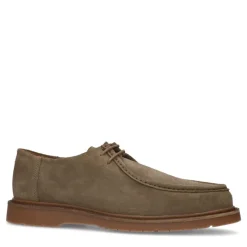 Manfield Taupe suède veterschoenen^Heren Veterschoenen