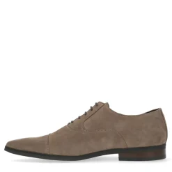 Manfield Taupe suède veterschoenen^Heren Veterschoenen