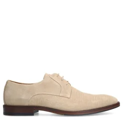 Manfield Taupe suède veterschoenen^Heren Veterschoenen