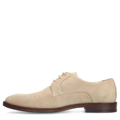 Manfield Taupe suède veterschoenen^Heren Veterschoenen