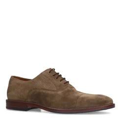 Manfield Taupe suède veterschoenen^Heren Veterschoenen