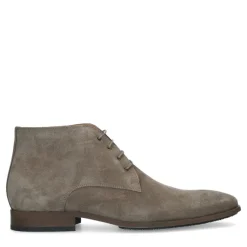 Manfield Taupe suède veterschoenen^Heren Veterschoenen