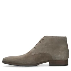 Manfield Taupe suède veterschoenen^Heren Veterschoenen