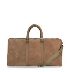 Manfield Taupe suède weekendtas^Heren Heren Tassen|Weekendtassen