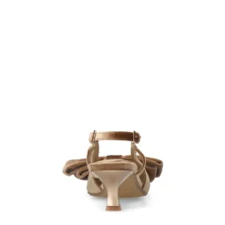 Manfield Taupe velours slingbacks met strik^DAMES Pumps|Slingbacks