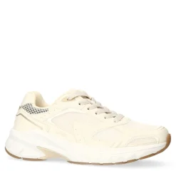 Manfield Witte crème sneakers met mesh details^DAMES Sneakers