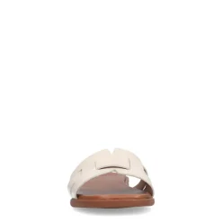 Manfield Witte gevlochten leren slippers^DAMES Slippers