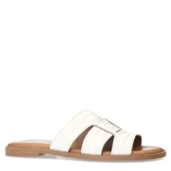 Manfield Witte leren croco slippers^DAMES Slippers