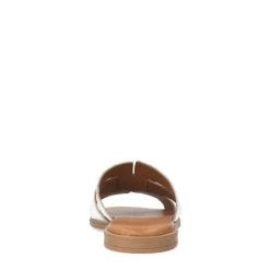 Manfield Witte leren croco slippers^DAMES Slippers