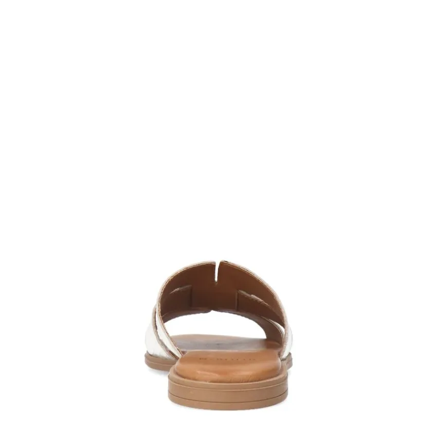 Manfield Witte leren croco slippers^DAMES Slippers