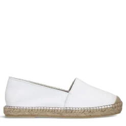 Manfield Witte leren espadrilles^DAMES Espadrilles