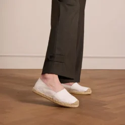Manfield Witte leren espadrilles^DAMES Espadrilles
