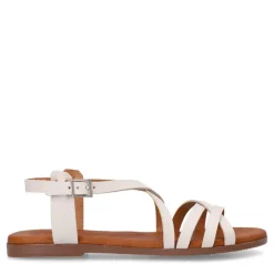 Manfield Witte leren sandalen^DAMES Sandalen