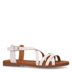 Manfield Witte leren sandalen^DAMES Sandalen
