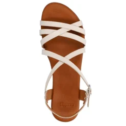 Manfield Witte leren sandalen^DAMES Sandalen
