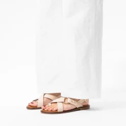 Manfield Witte leren sandalen^DAMES Sandalen