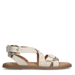 No Stress Witte leren sandalen met studs^DAMES Sandalen