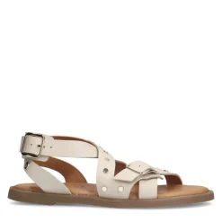 No Stress Witte leren sandalen met studs^DAMES Sandalen