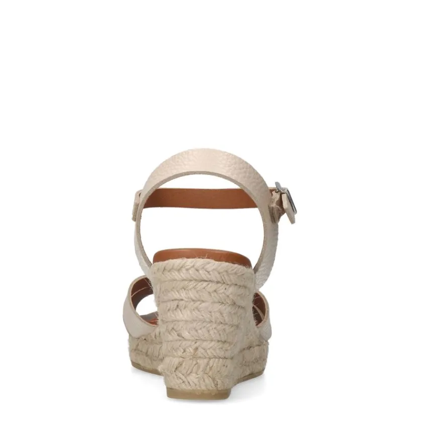 Manfield Witte leren sleehakken^DAMES Espadrilles|Sandalen