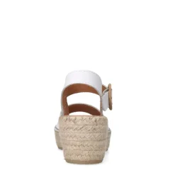 Manfield Witte leren sleehakken^DAMES Espadrilles|Sandalen