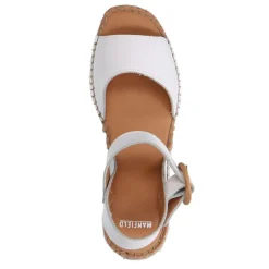 Manfield Witte leren sleehakken^DAMES Espadrilles|Sandalen