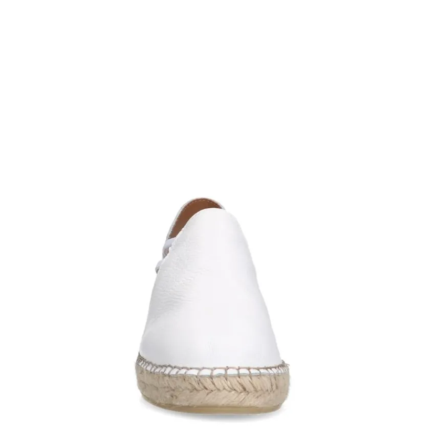 Manfield Witte leren sleehakken^DAMES Espadrilles|Sandalen