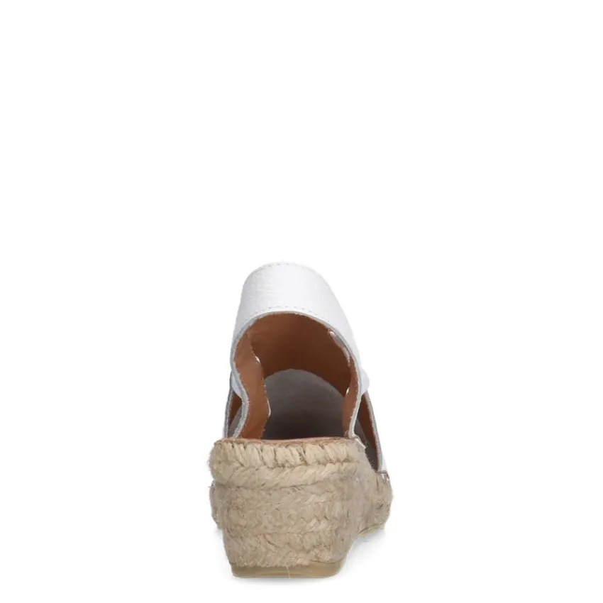 Manfield Witte leren sleehakken^DAMES Espadrilles|Sandalen