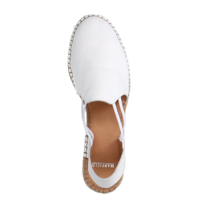 Manfield Witte leren sleehakken^DAMES Espadrilles|Sandalen