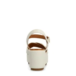 Manfield Witte leren sleehakken^DAMES Espadrilles|Sandalen