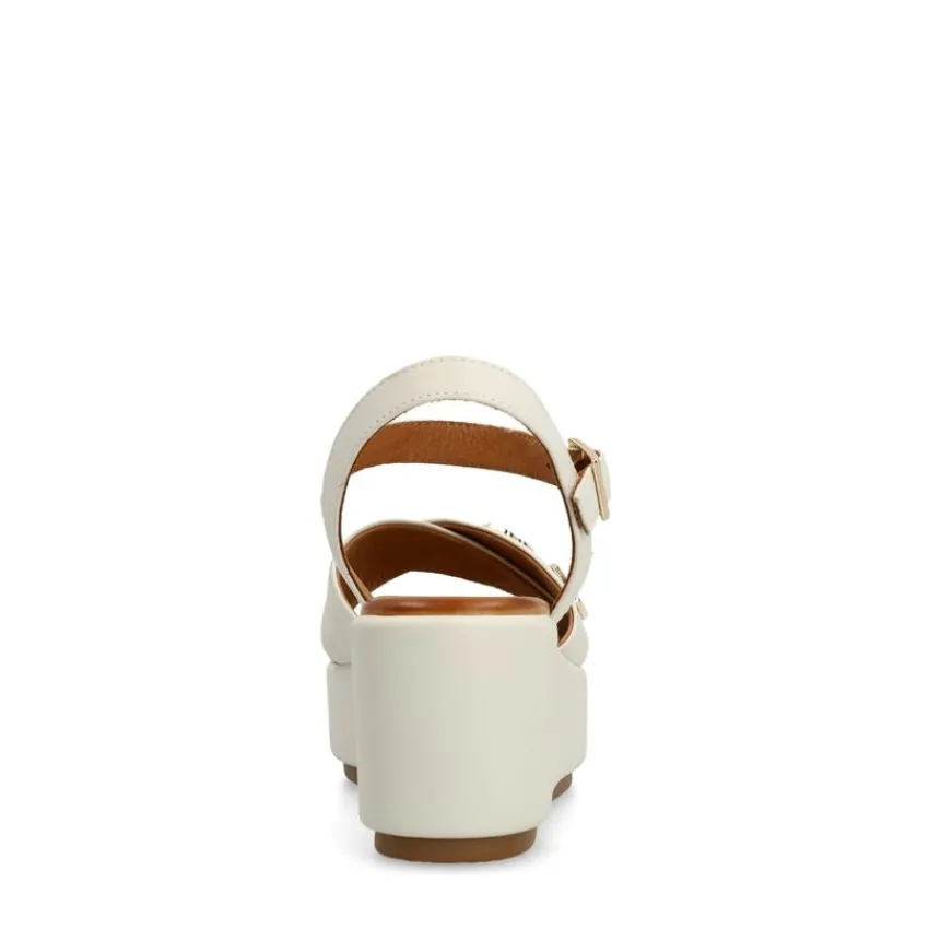 Manfield Witte leren sleehakken^DAMES Espadrilles|Sandalen