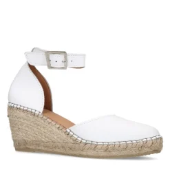 Manfield Witte leren sleehakken met touwzool^DAMES Espadrilles|Sandalen