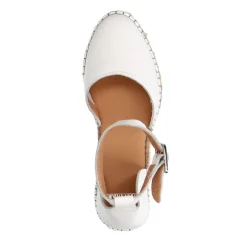 Manfield Witte leren sleehakken met touwzool^DAMES Espadrilles|Sandalen