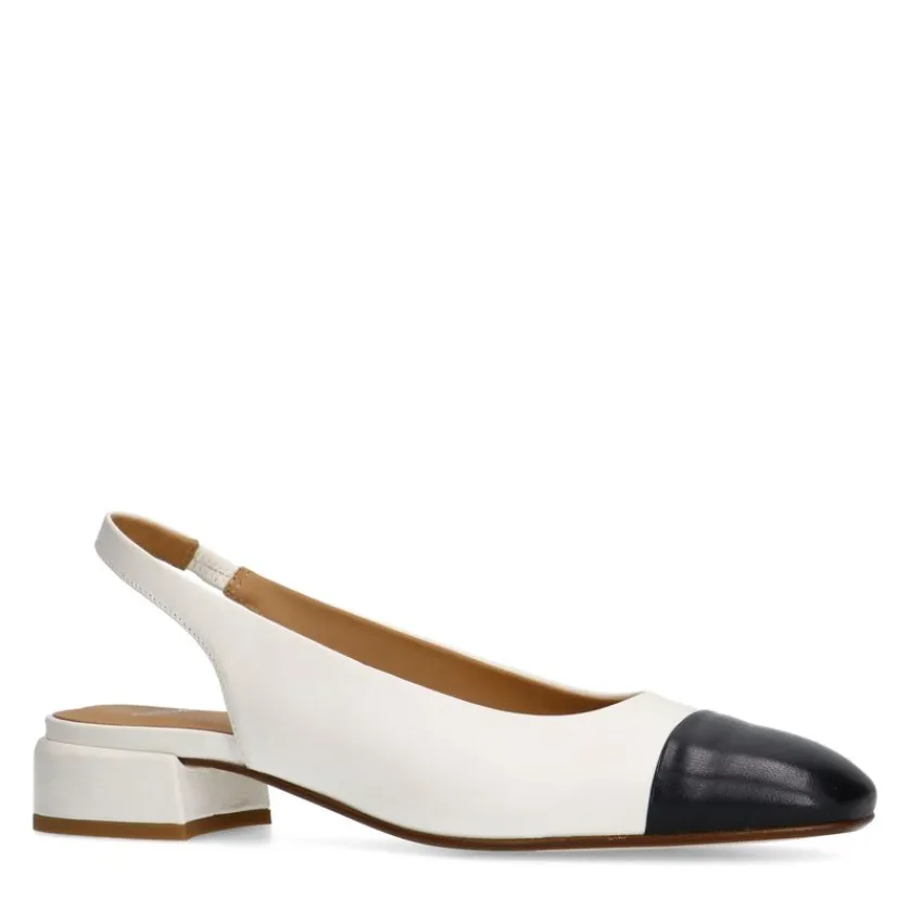 Manfield Witte leren slingbacks^DAMES Pumps|Slingbacks
