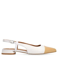 Manfield Witte leren slingbacks^DAMES Pumps|Slingbacks