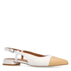 Manfield Witte leren slingbacks^DAMES Pumps|Slingbacks