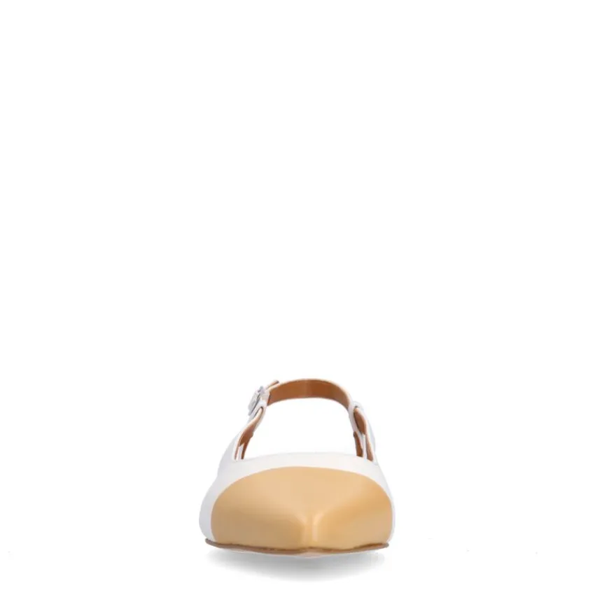 Manfield Witte leren slingbacks^DAMES Pumps|Slingbacks